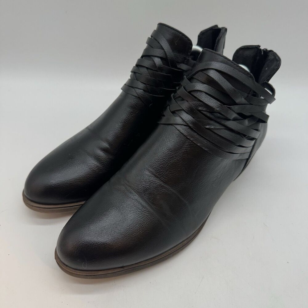 London Fog WL06310W LFW-Mittle Booties Women's 10M Black Strappy Back Zip Boots